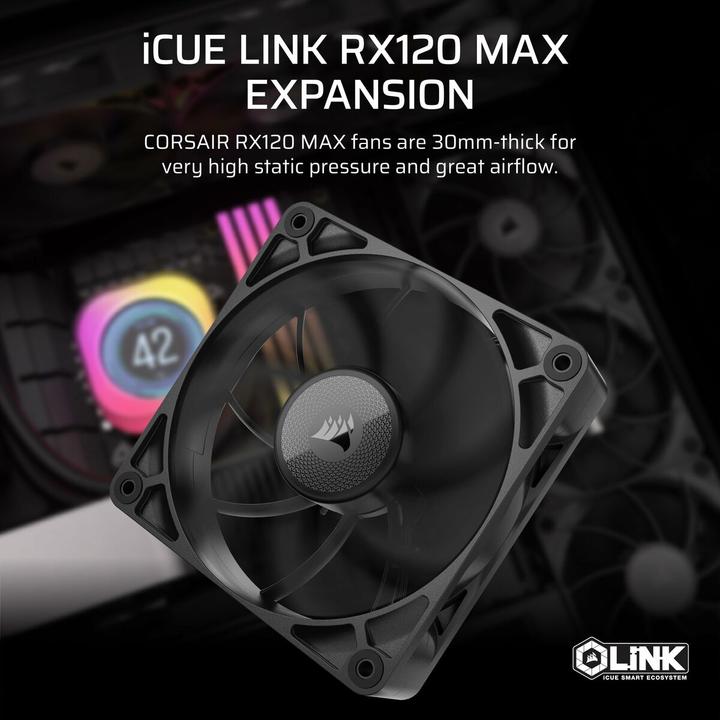 Produktbild Corsair RX MAX Series, iCUE LINK RX120 MAX, 120mm Fan, Single Fan (120 mm, 1x)