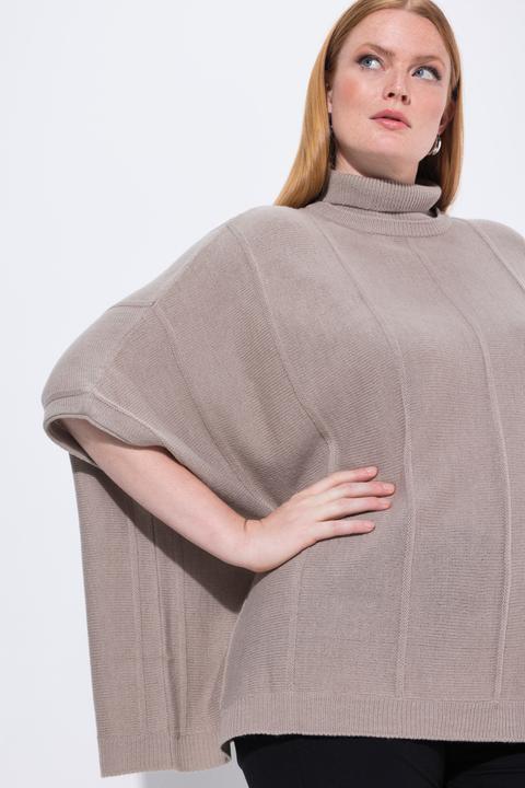 Produktbild Ulla Popken Strickponcho, Strukturrippen, Oversized, Rollkragen (58, 60, 62)