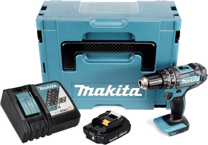 Produktbild Makita DHP 482 RA1J Akku Schlagbohrschrauber 18 V 62 Nm + 1x Akku 2,0 Ah + Ladegerät + Makpac (Akkubetrieb)