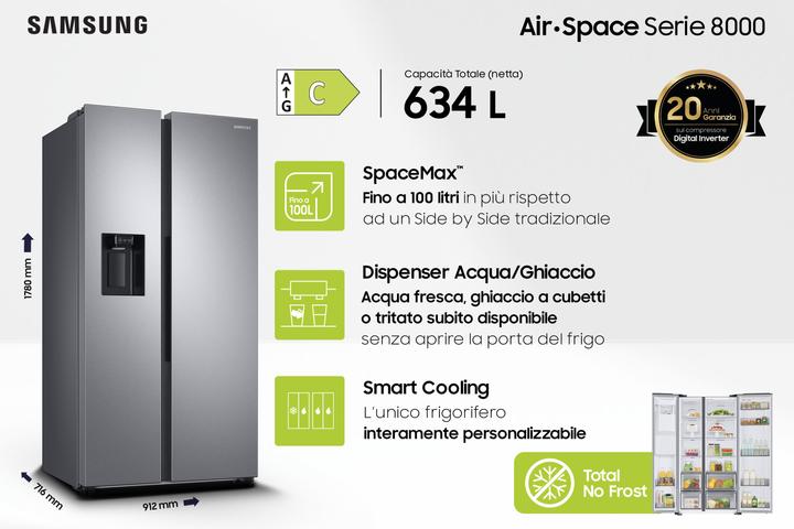 Image du produit Samsung RS68A884CSL Réfrigérateur côte à côte Installation gratuite 635 (635 l)