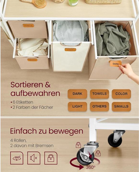 Actual product image Vasagle Wäschekorb mit Ablage Creme-Camel (150 l)