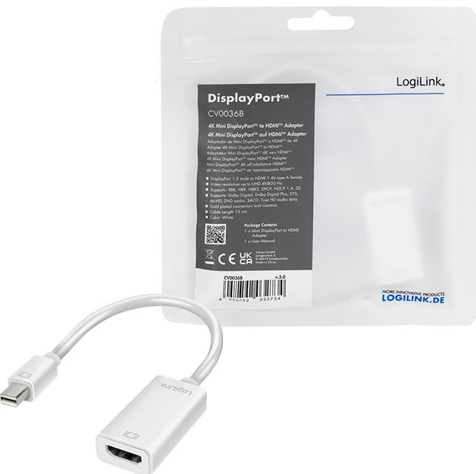 Actual product image LogiLink Mini DisplayPort to HDMI (HDMI, 15 cm)
