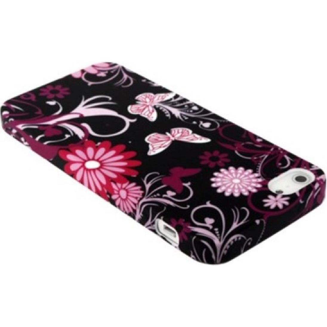 Thumbnail - König Design TPU Backcover Hülle für Handy Apple iPhone 5 & 5s Schmetterling Pink (Apple iPhone 5), Smartphone Hülle, Ro...