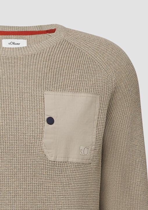 Produktbild s.Oliver Strickpullover Strickpullover mit Brusttasche und Druckknopf (XL)