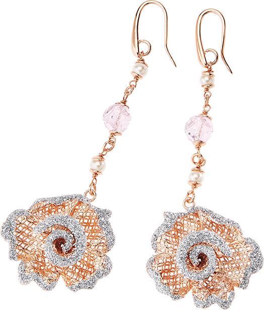 Immagine prodotto Ottaviani Orecchini in bronzo oro rosa con glitter e cristalli d'argento