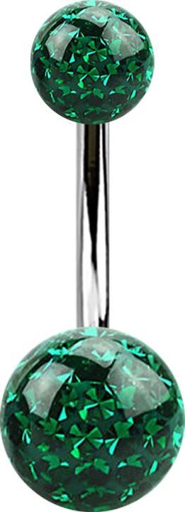 Actual product image Star Piercing Banana silver with two crystal balls green epoxy protective layer (without brass, Titanium)
