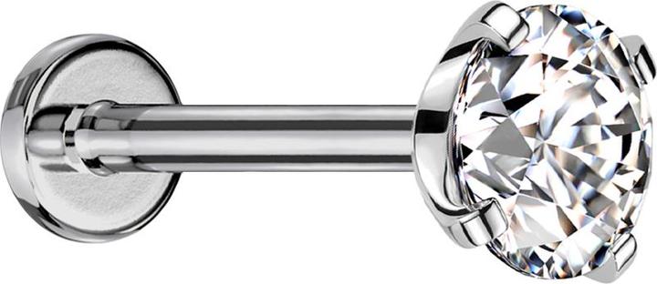 Immagine prodotto Star Piercing Labret Micro Threadless argento con set di cristalli argento (senza ottone, Titanio)