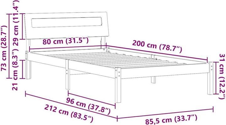 Image du produit vidaXL Plattformbettgestell (80 x 200 cm)