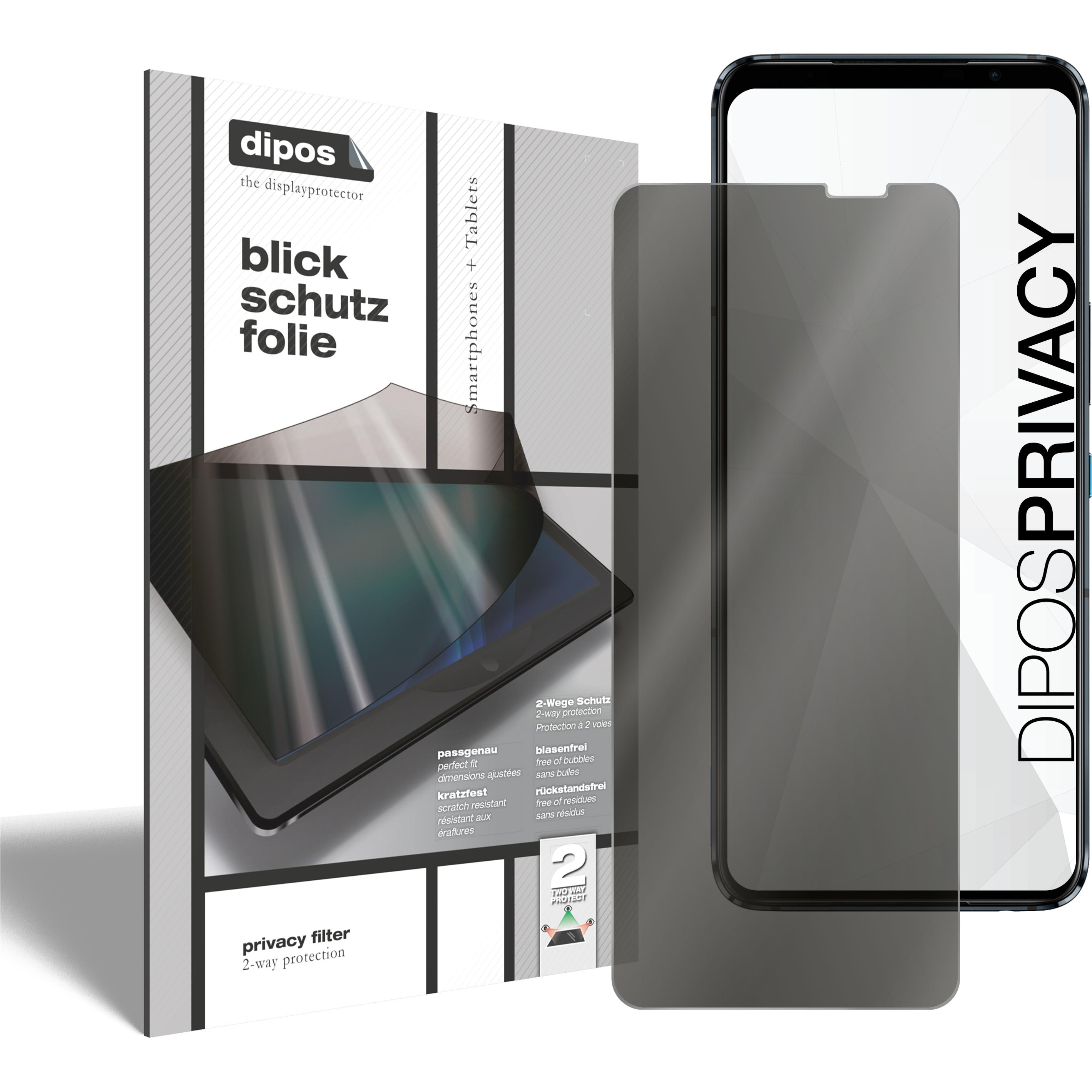 Dipos Blickschutzfolie 2-Way Anti-Shock (1 Stück, Asus ROG Phone 5 Pro), Smartphone Schutzfolie, Transparent