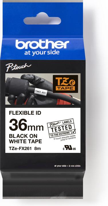Actual product image Brother Flexitape lamin. black/white TZe-FX261 to PT-550 (3.60 cm, Black, White)