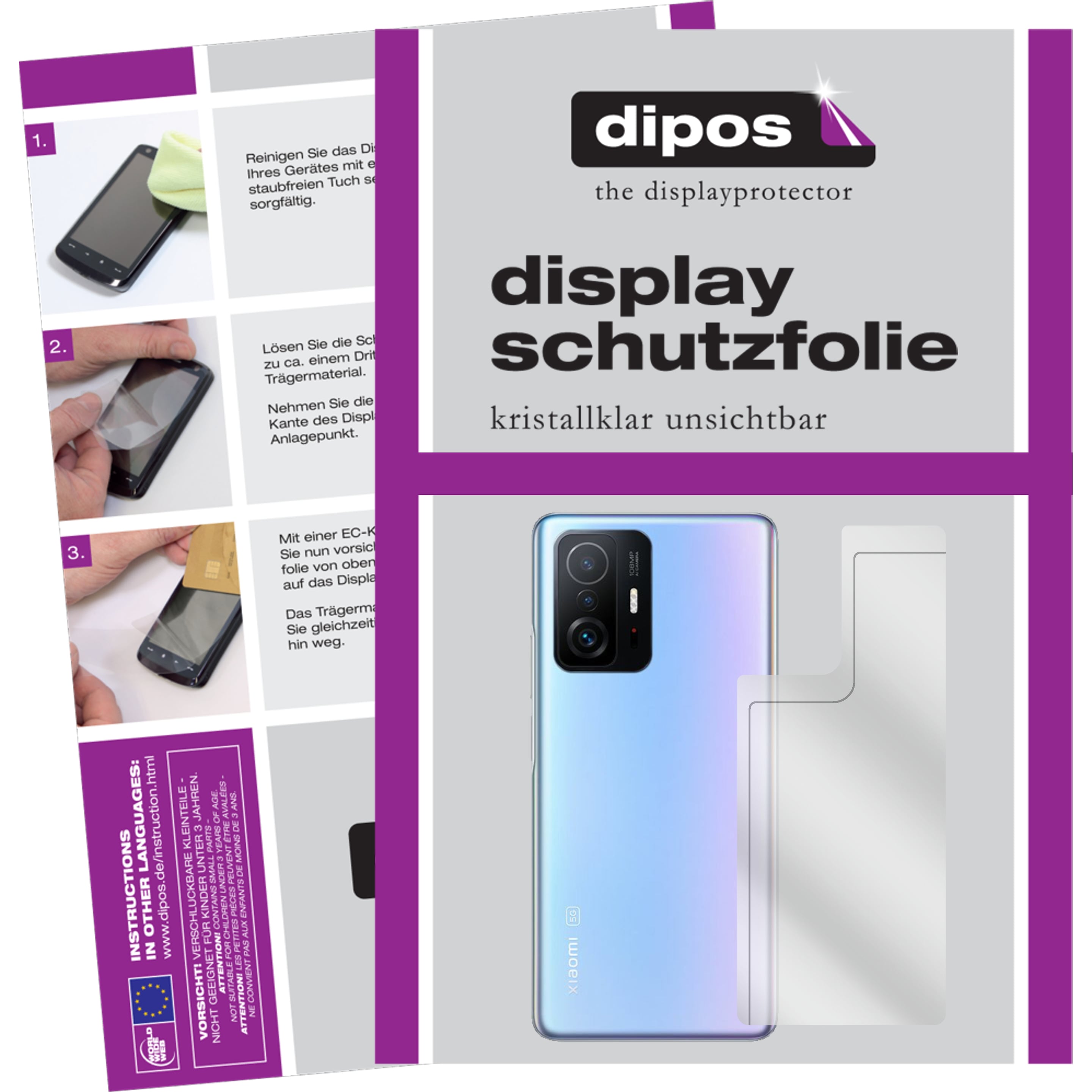 Dipos Displayschutzfolie Crystalclear (5 Stück, Xiaomi Mi 11T Pro), Smartphone Schutzfolie, Transparent