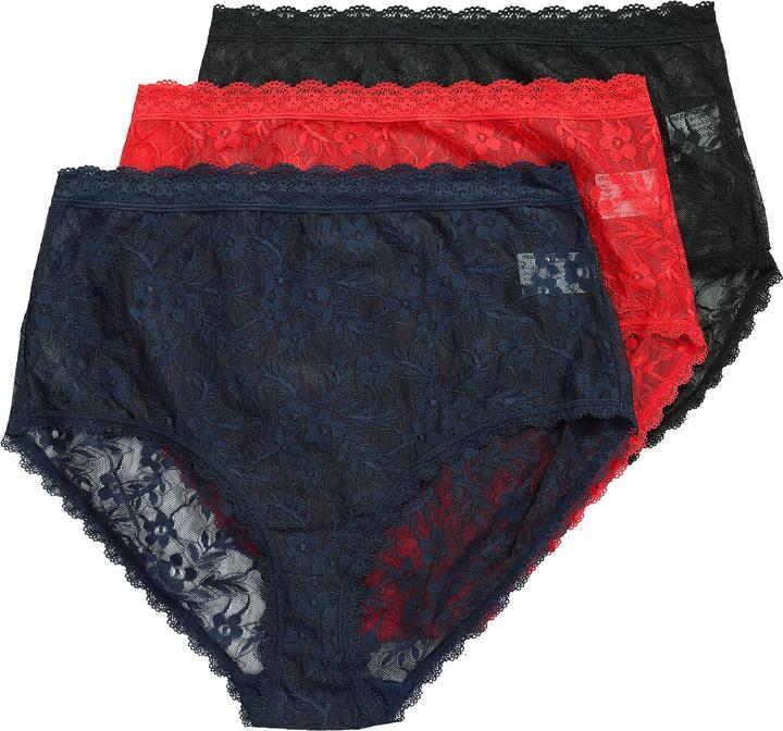 Produktbild Ulla Popken Maxislips, 3er-Pack, transparente Spitze (46, 48, 3er Pack)