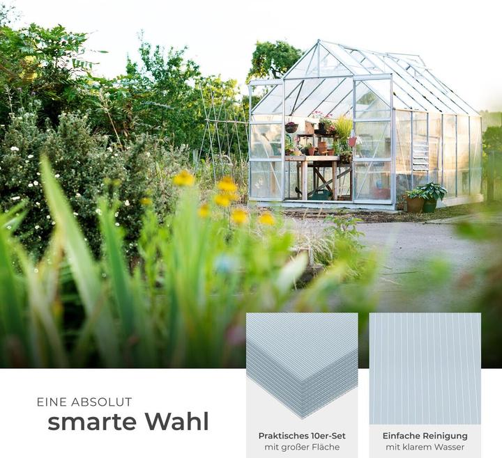 Produktbild tectake 10 Doppelstegplatten aus Polycarbonat, zuschneidbar