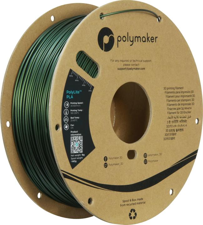 Produktbild Polymaker PolyLite PLA Sparkle Dark Green 1.75mm 1kg (PLA, 1.75 mm, 1000 g, Grün)