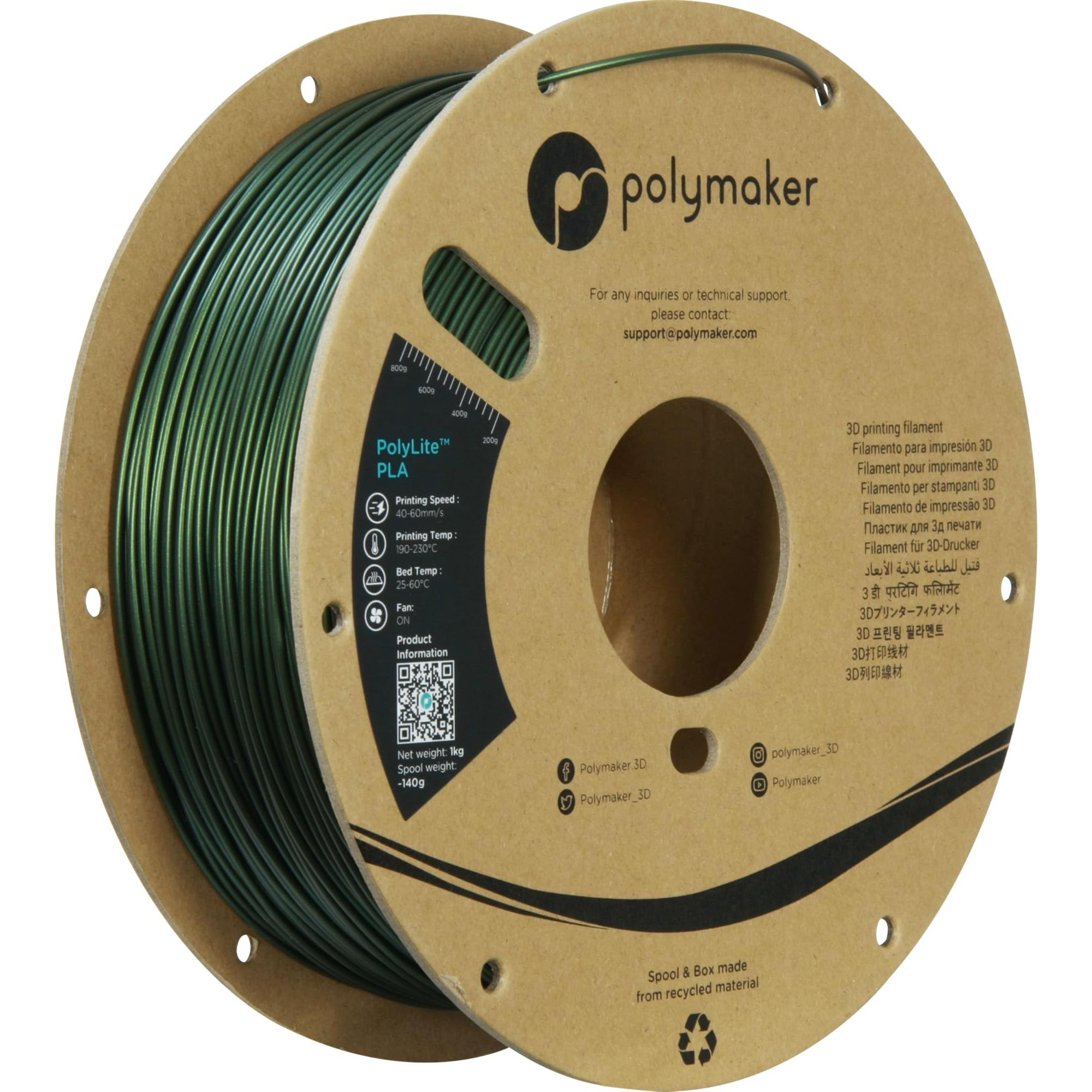 Thumbnail - Polymaker PolyLite PLA Sparkle Dark Green 1.75mm 1kg (PLA, 1.75 mm, 1000 g, Grün), 3D Filament, Grün