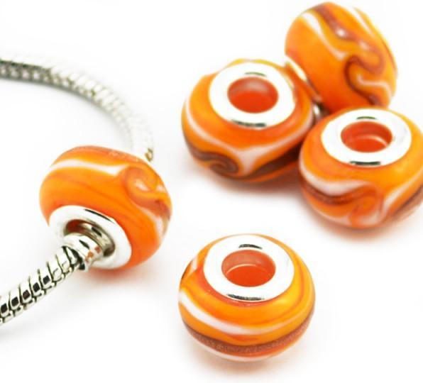 Produktbild Hermex Glas Bead versilbert 925 - Silbrig Orange (Metallegierung)