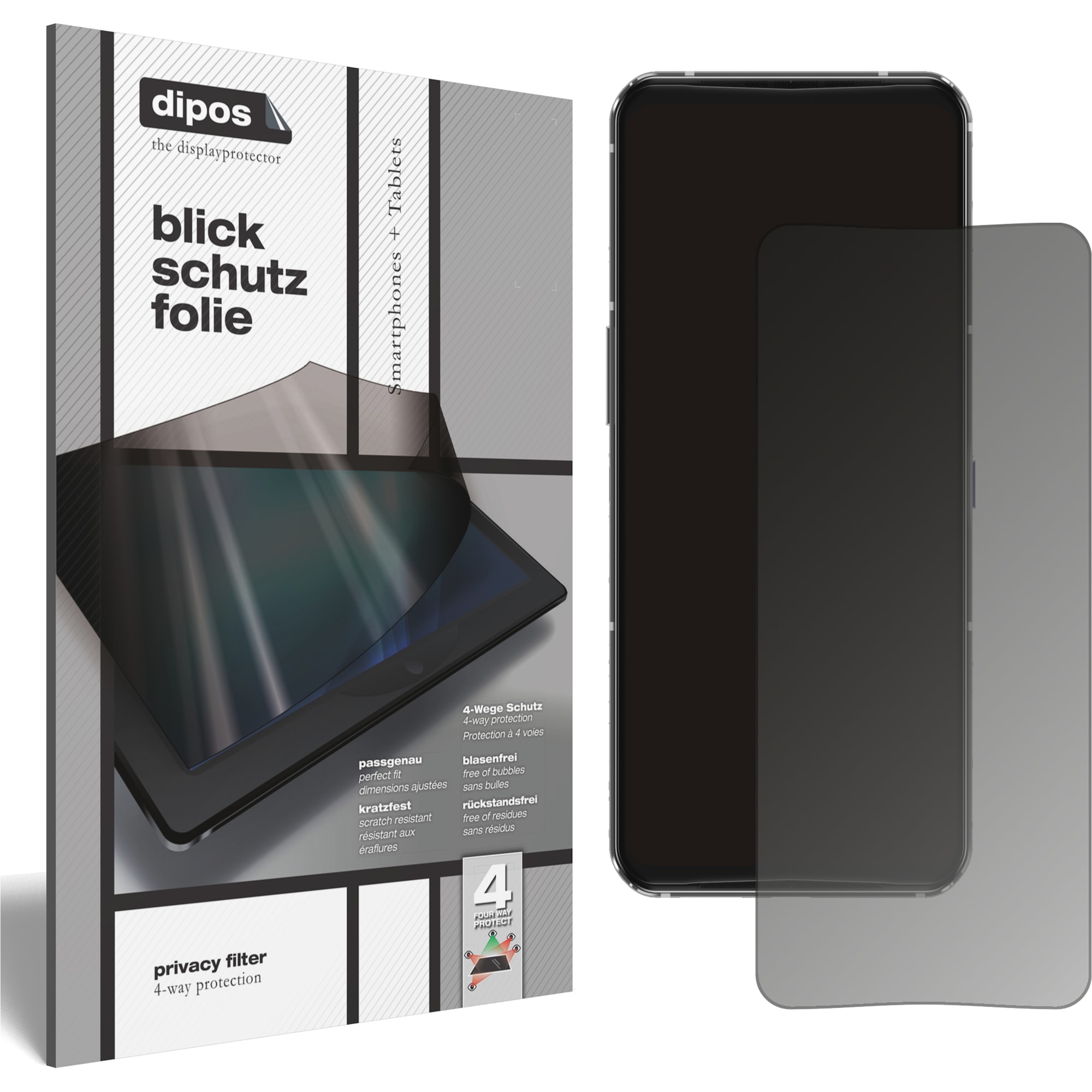 Dipos Blickschutzfolie 4-Way Privacy (1 Stück, Lenovo Legion 2 Pro), Smartphone Schutzfolie, Transparent