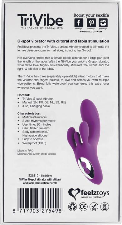 Productafbeelding FeelzToys TriVibe G-Spot Vibrator met Clitorale & Labia Stimulatie Purpl
