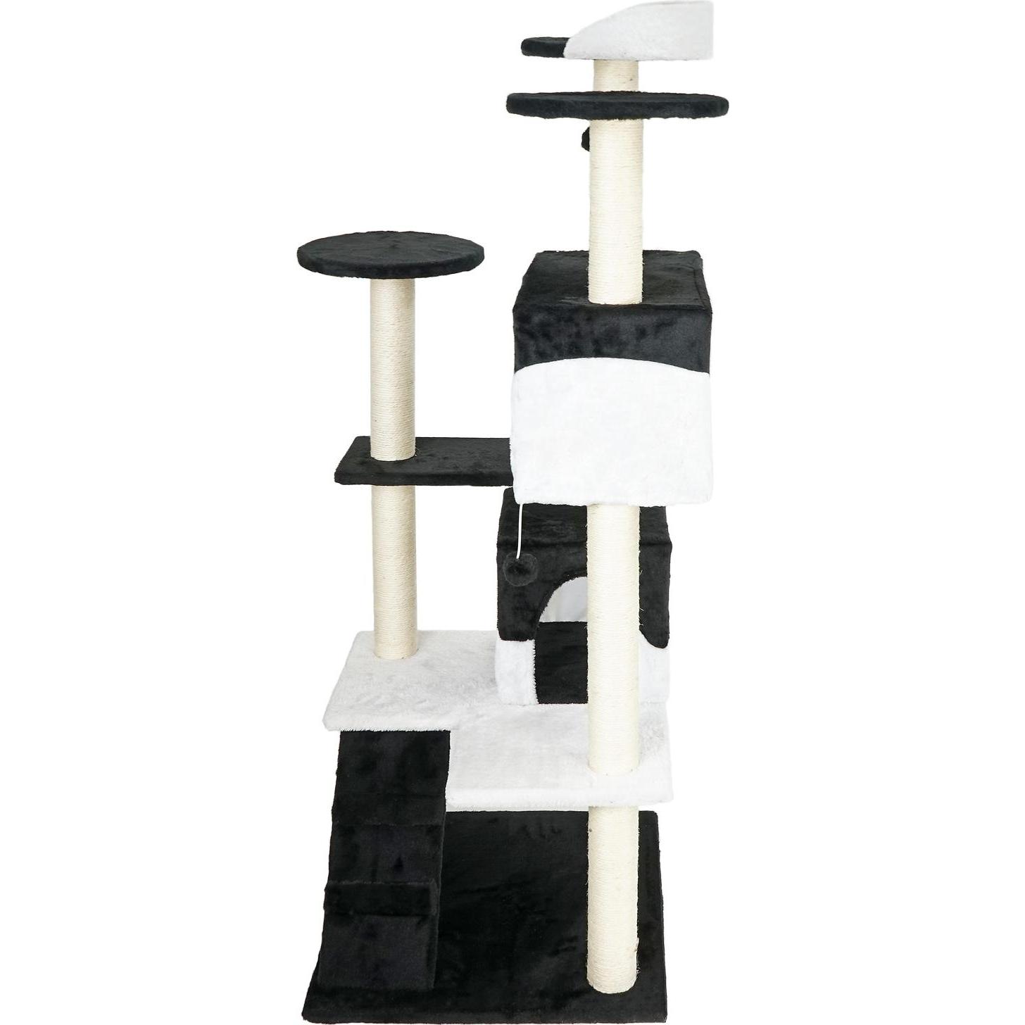 Thumbnail - Wiltec Kratzbaum Schwarz/Weiss 130cm Katzenkratzbaum Katzenbaum Kletterbaum Katze (130 cm, Schwarz, Weiss), Katzenbaum