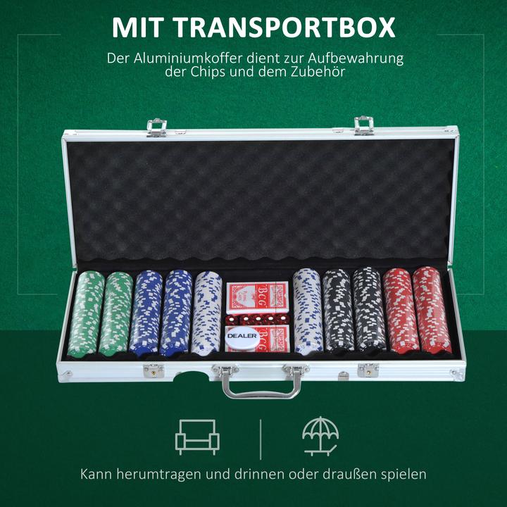 Image du produit Homcom Mallette de poker incluant un set de poker (Allemand, Français, Italien, Anglais)