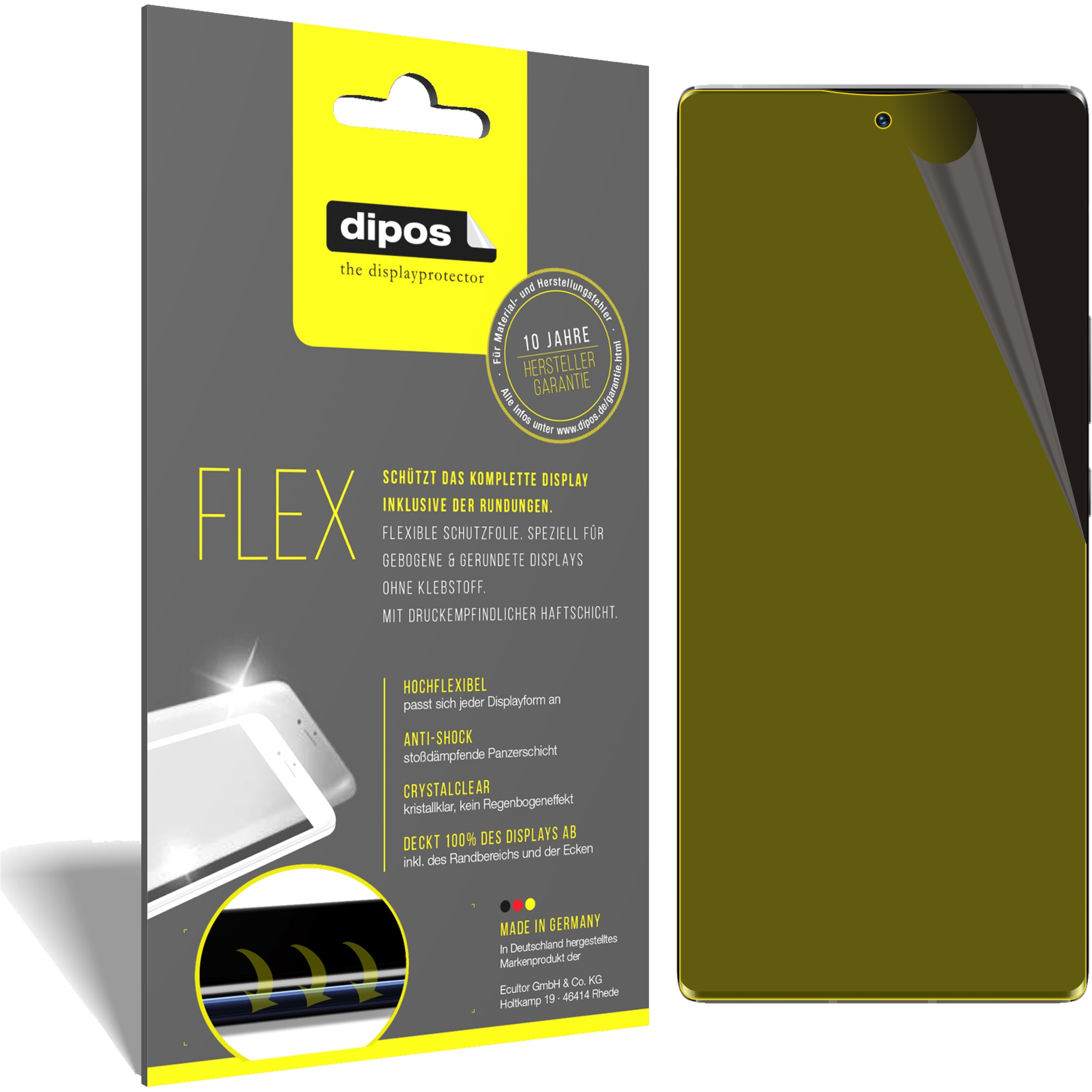 Dipos Displayschutzfolie Full-Cover 3D (2 Stück, ZTE Axon 30 Ultra), Smartphone Schutzfolie, Transparent