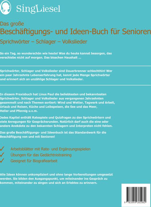 Produktbild Das grosse Beschäftigungs- und Ideenbuch für Senioren (Deutsch, Linus Paul, 2018)