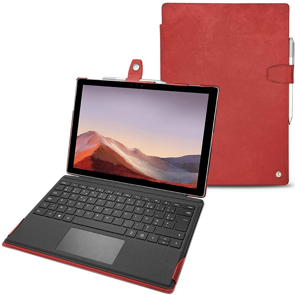 Noreve Lederschutzhülle (Microsoft Surface Pro 7), Tablet Hülle, Rot