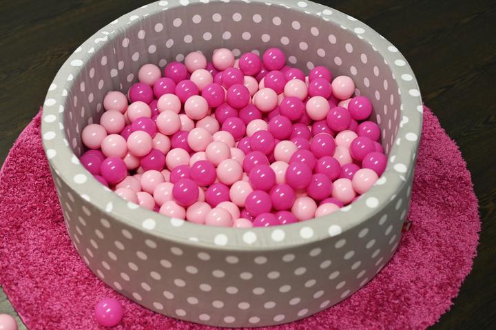 Actual product image Knorrtoys Ball pool soft - "Grey white dots" - 300 balls soft pink (approx. 6cm diameter)