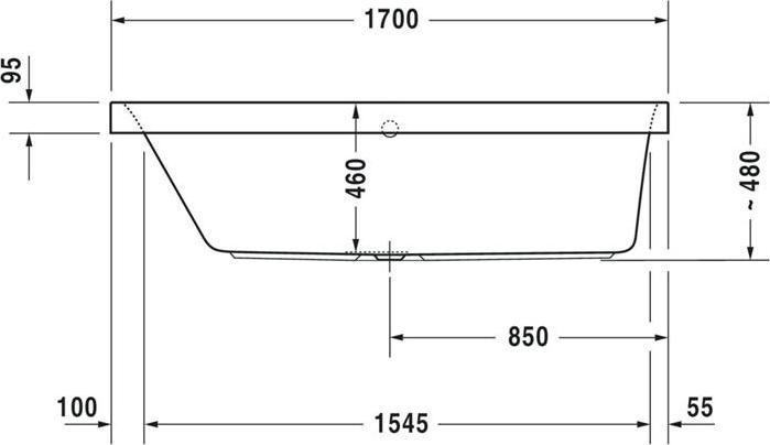 Immagine prodotto Duravit Vasca idromassaggio rettangolare HAPPY D.2 150 l 1700x700 we 1 RS sinistra Sistema jet (150 l, 170 cm, 70 cm)