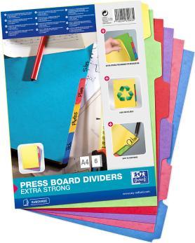 Image du produit Oxford Intercalaires en carton, vierges, DIN A4, couleur, 6 pièces
