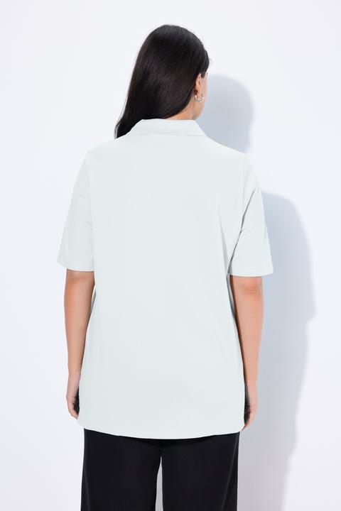 Immagine prodotto Ulla Popken Maglia polo in piqué con abbottonatura con nastro di velluto e mezze maniche (50, 52)