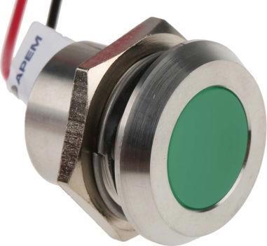 RS PRO 22mm 316L stainless steel LED, grn 24Vdc