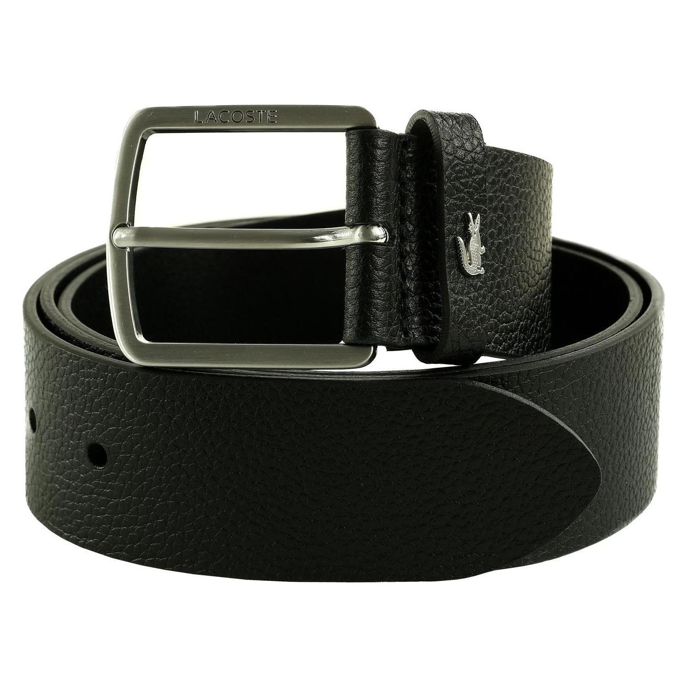Lacoste, Herren, Gürtel, Grained Leather Belt 40 Mm, Schwarz