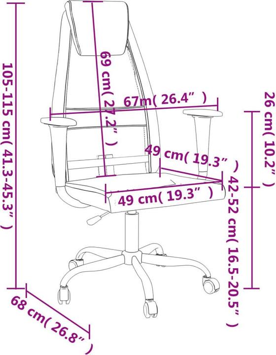 Produktbild vidaXL Bürostuhl mit Liegefunktion (42 - 52 cm)
