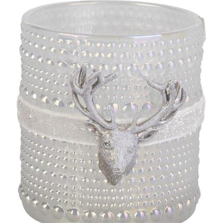 HBX, Windlicht, Windlicht - Hirsch - silber - ca. 7 x 8,2 cm