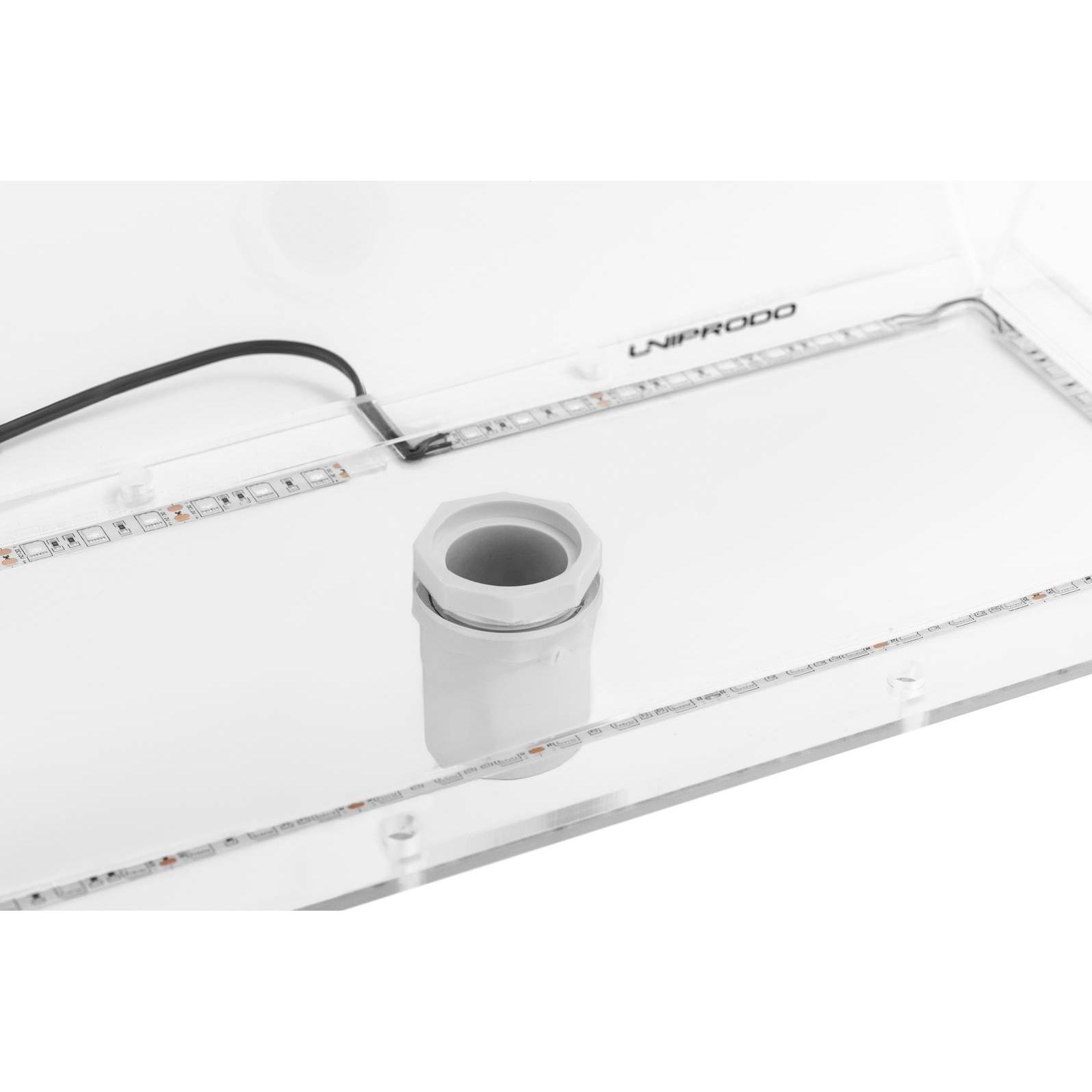 Thumbnail - Uniprodo, Brunnen + Gartenteich, Schwalldusche Wasserspiel Wasserfall 45 cm mit LED Blau / Weiss