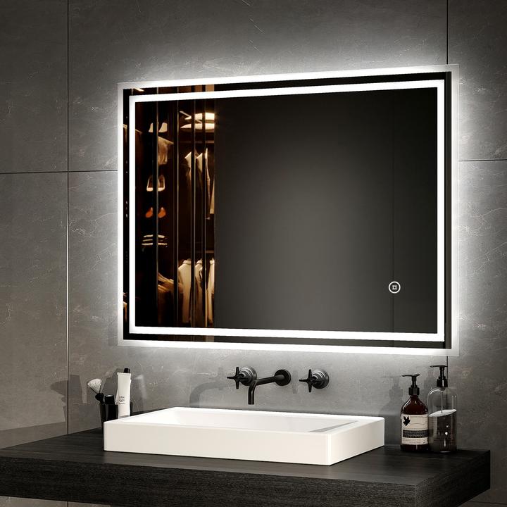Actual product image Emke Bathroom Mirror With Lighting Φ70cm,Fog-Free, 3 Colour Temperatures (3000K-6500K)&Dimmable (70 cm)