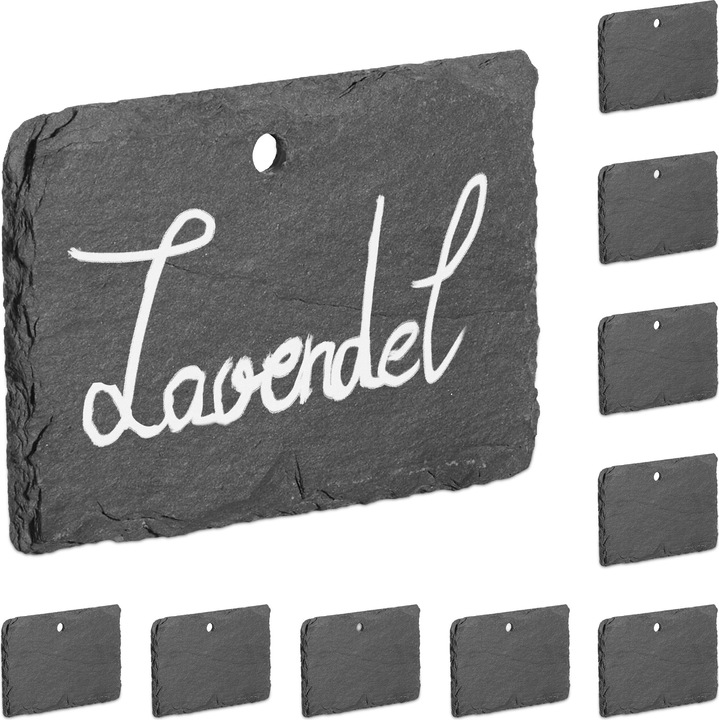 Produktbild Relaxdays 10x Schiefer-Pflanzenschilder (0.50 cm, 10 cm)