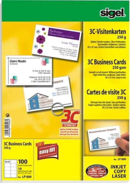 Produktbild Sigel 3C-Visitenkarten (A4, 100 Blätter)