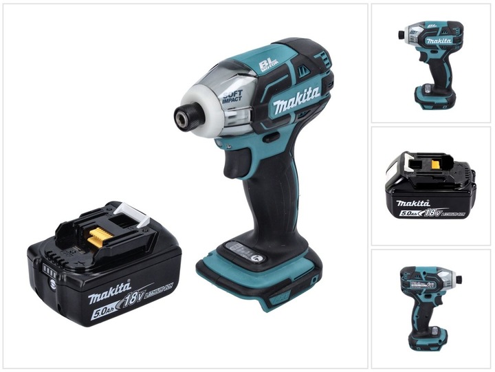 Actual product image Makita DTS 141 T1 Battery impulse wrench 18 V 40 Nm 1/4" Brushless + 1x battery 5.0 Ah - without charger (Rechargeable battery operated)