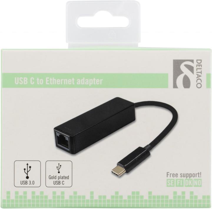 Image du produit Deltaco USBC-GIGA Carte réseau Ethernet 1000 Mbit/s (USB-C, RJ45 (1x))