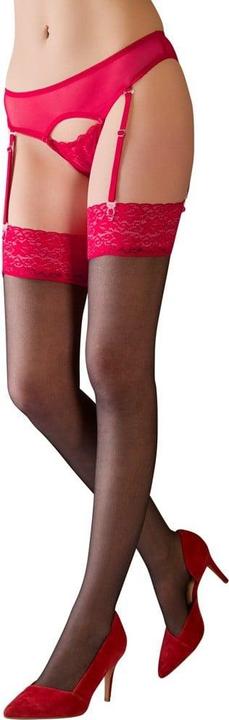Produktbild Cottelli Collection Strapsstrümpfe mit roter Spitze (L)