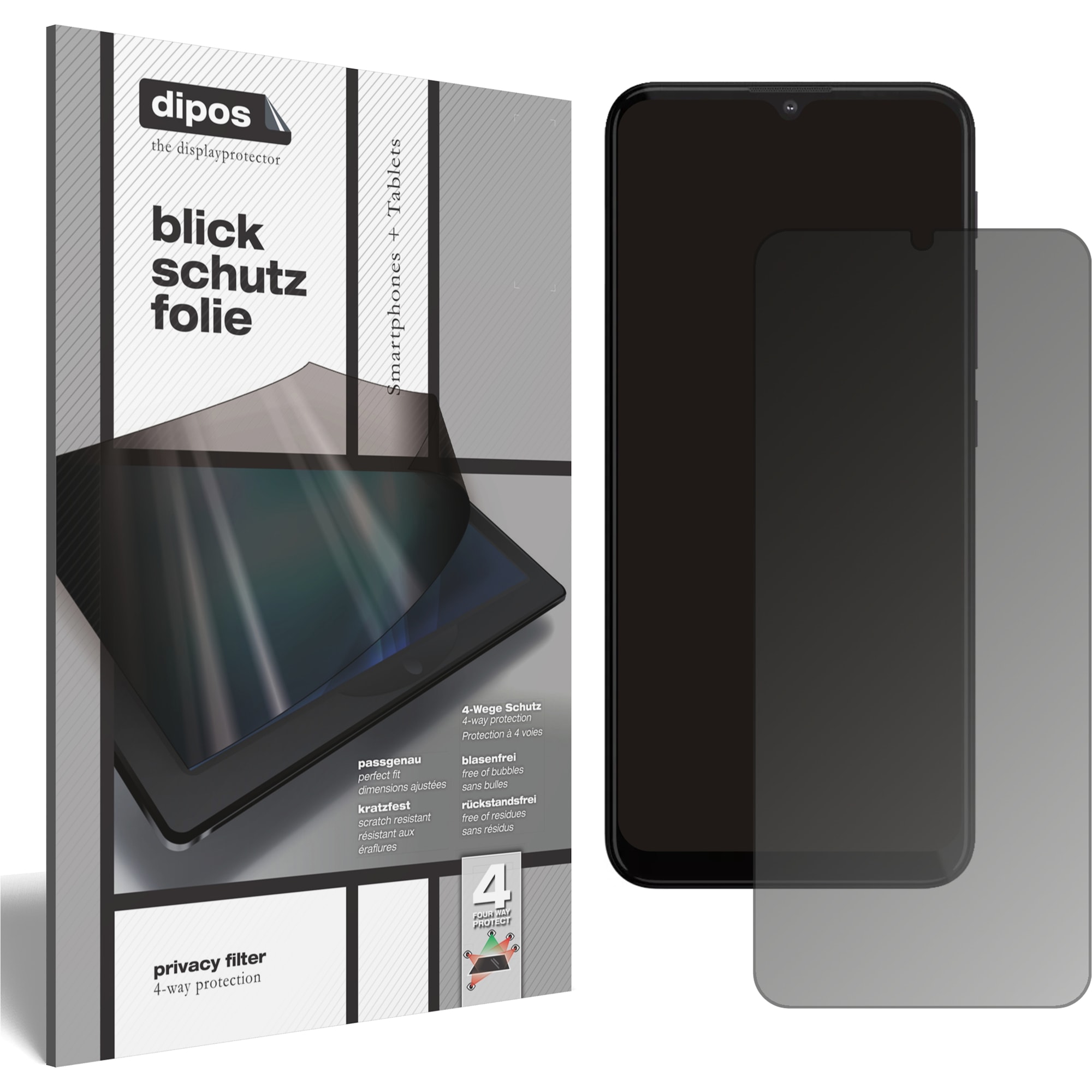 Dipos Blickschutzfolie 4-Way Privacy (1 Stück, Lenovo K13 Note), Smartphone Schutzfolie, Transparent