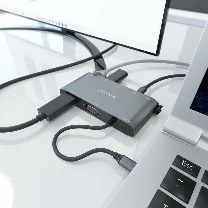 Produktbild Aisens USB-C DOCK 8 EN 1 HDMI VGA RJ45 2XUSB-A 2XUSB-C 5G USB-C PD (USB-C, 8 Ports)
