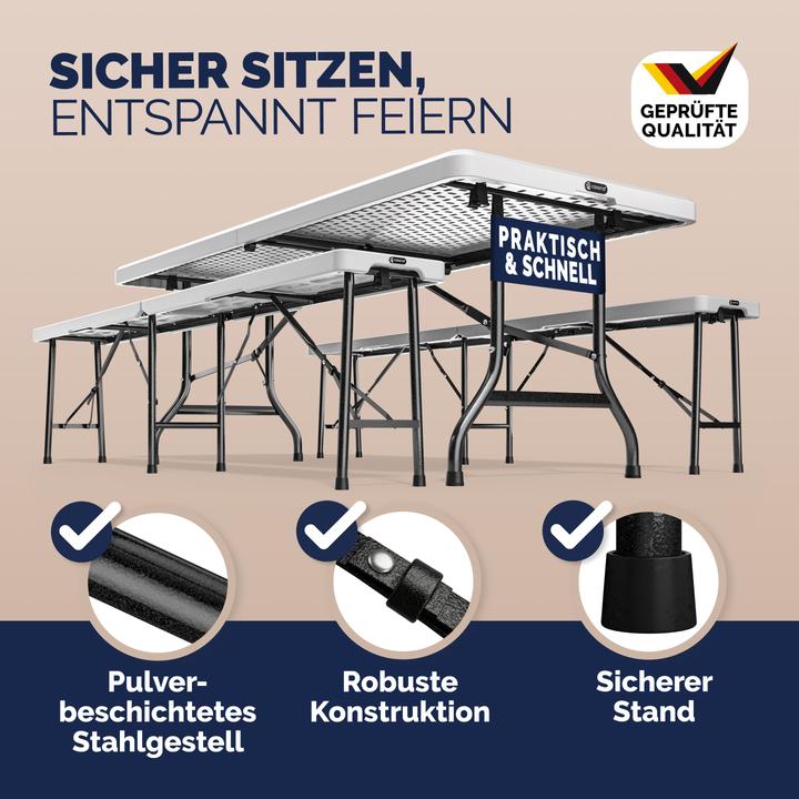 Produktbild Casaria Bierzeltgarnitur (183 x 183 x 74 cm)