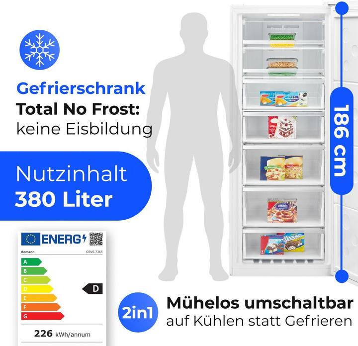 Produktbild Bomann Gefrier/Kuehlger??t GSVS 7365 ws (Freistehend, 380 l)