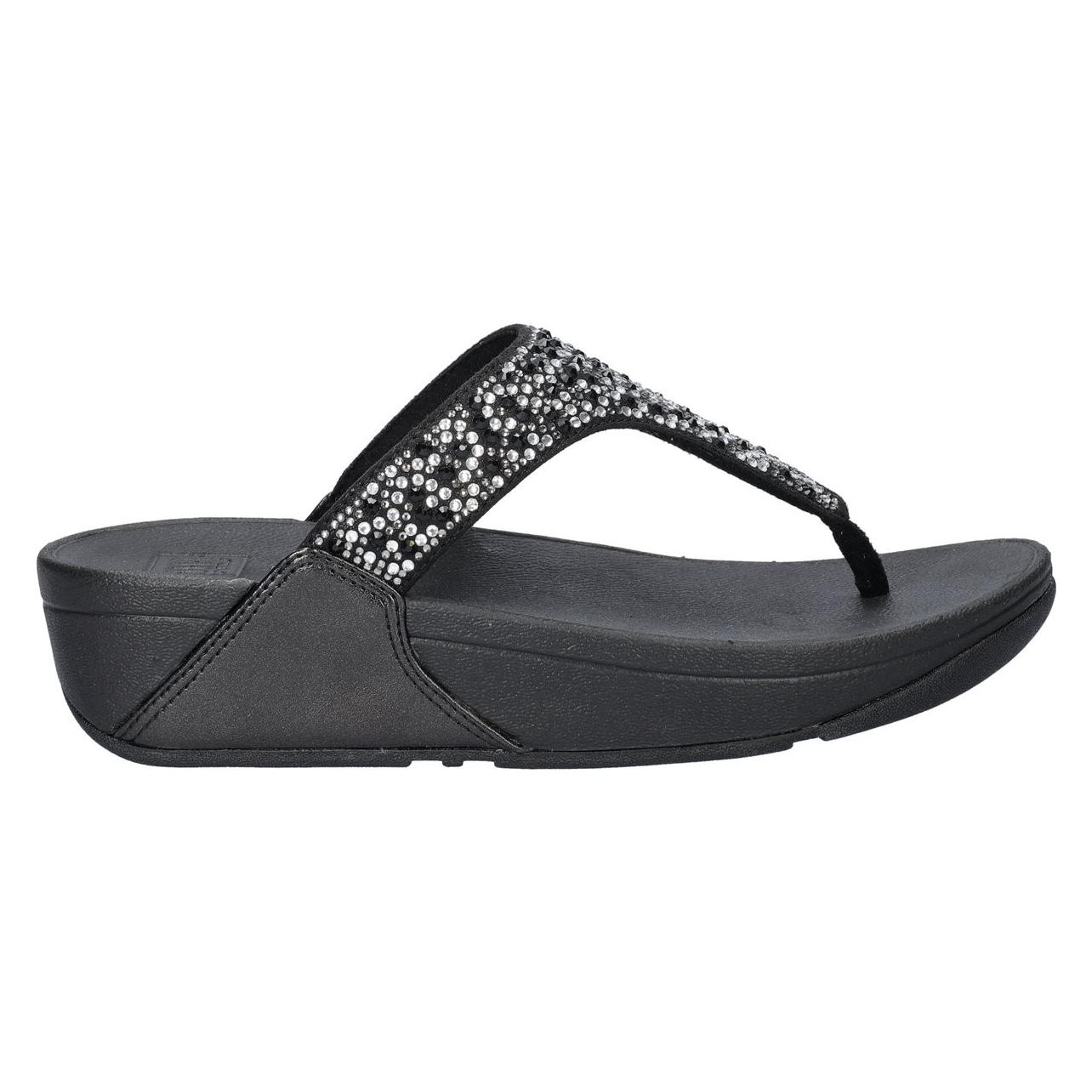 Fitflop, Damen, Hausschuhe, Lulu Crystal-Mix Toe-Post, Schwarz, (38)
