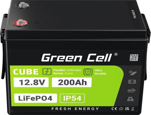Actual product image GreenCell Green Cell CUBE LiFePO4 battery 200Ah 12.8V 2560Wh lithium iron phosphate battery for motorhomes, so (12.80 V, 200 Ah)