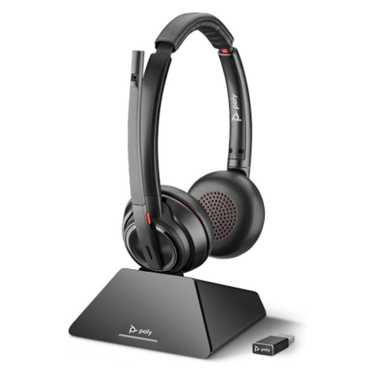 HP Poly Savi 8220 UC Duo (Kabellos, USB-A), Office Headset, Schwarz