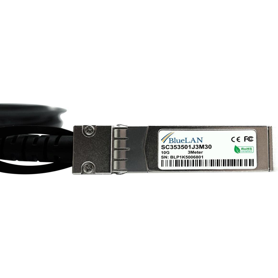 Thumbnail - CBO Juniper QFX-SFP-DAC-3M kompatibles BlueLAN DAC SFP+ SC353501J3M30, Transceiver, Schwarz, Silber